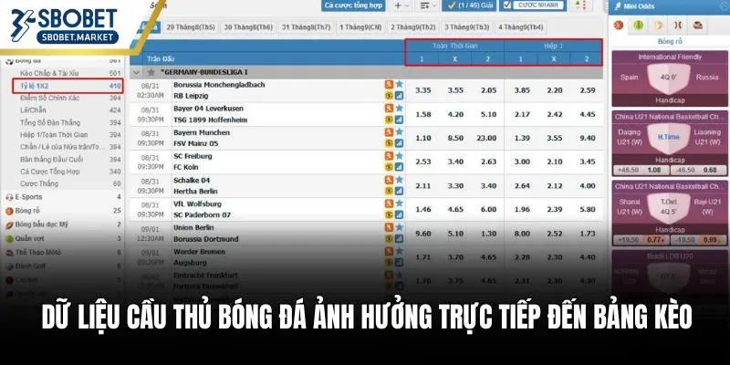 Dữ liệu cầu thủ bóng đá ảnh hưởng trực tiếp đến bảng kèo